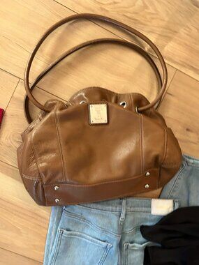 Tignanello faux leather hand bag shoulder womens purse tan brown casual  medium